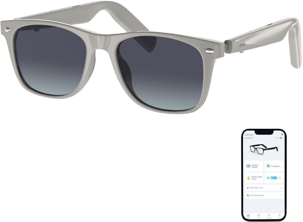 GetD Lunettes AI,Assistant AI optimisé par ChatGPT,Traduction AI,Lunettes intelligentes,Lunettes de Soleil polarisées,Lunettes de Musique Bluetooth Batterie Hommes/Femmes,Écouteurs et Lunettes 2 en 1