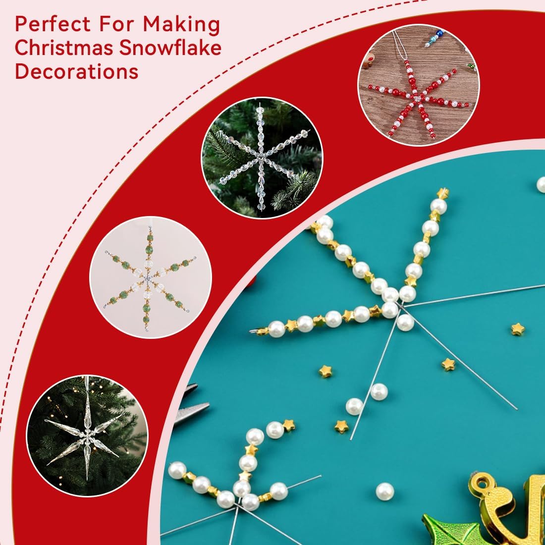 24 Pcs Fil de Flocon de Neige en Métal 3 Tailles, Étoile en Fil de Fer à 6 Branches, Flocon de Neige Noël à Fabriquer Personnalisé, Fil en Forme d'Étoiles DIY, pour Artisanat Décoration Sapin