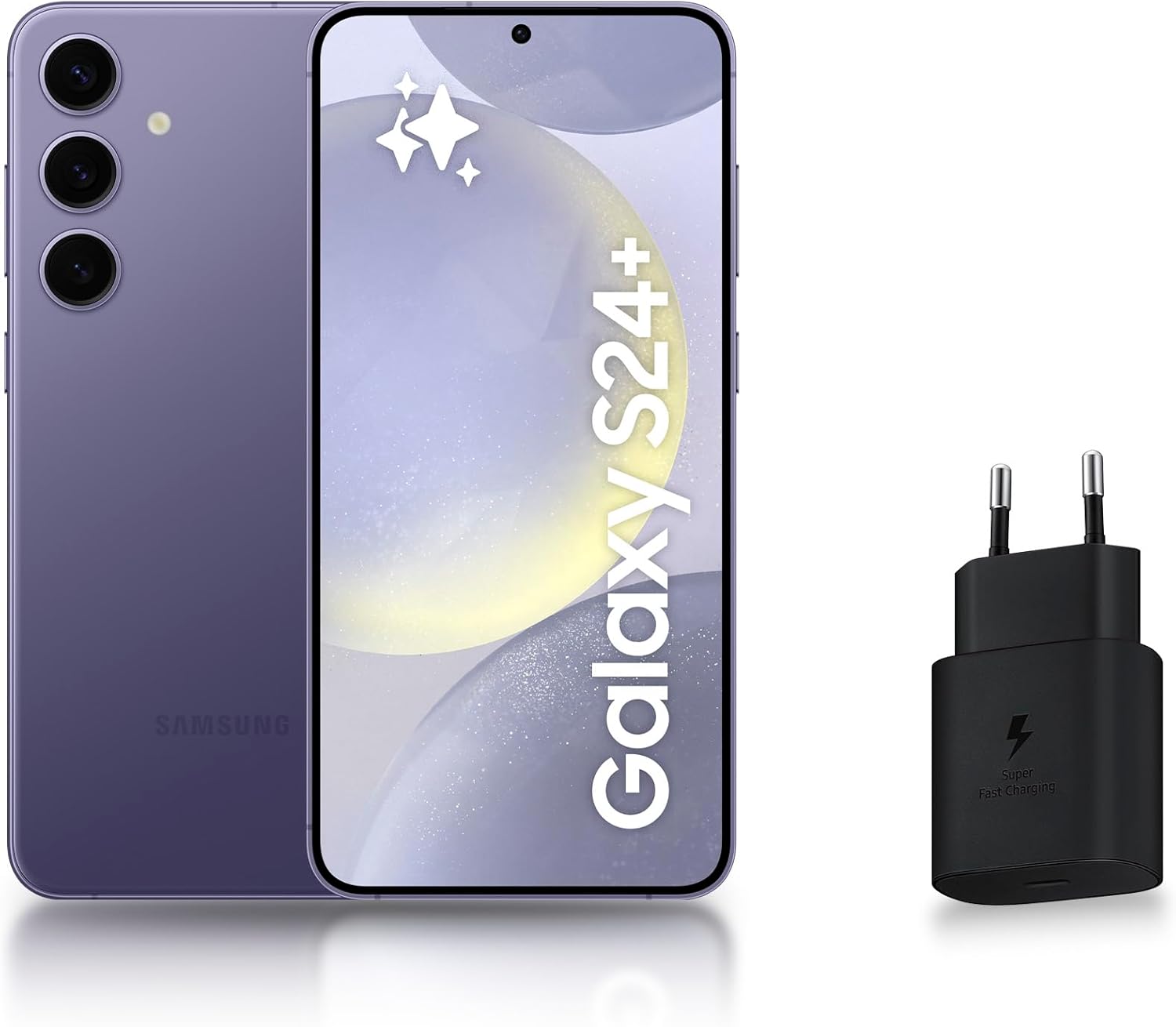 Samsung Galaxy S24 +, Smartphone Android 5G, 256 Go, Chargeur Secteur Rapide 25W Inclus [Exclusivité Amazon], Smartphone déverrouillé, Indigo, Version FR