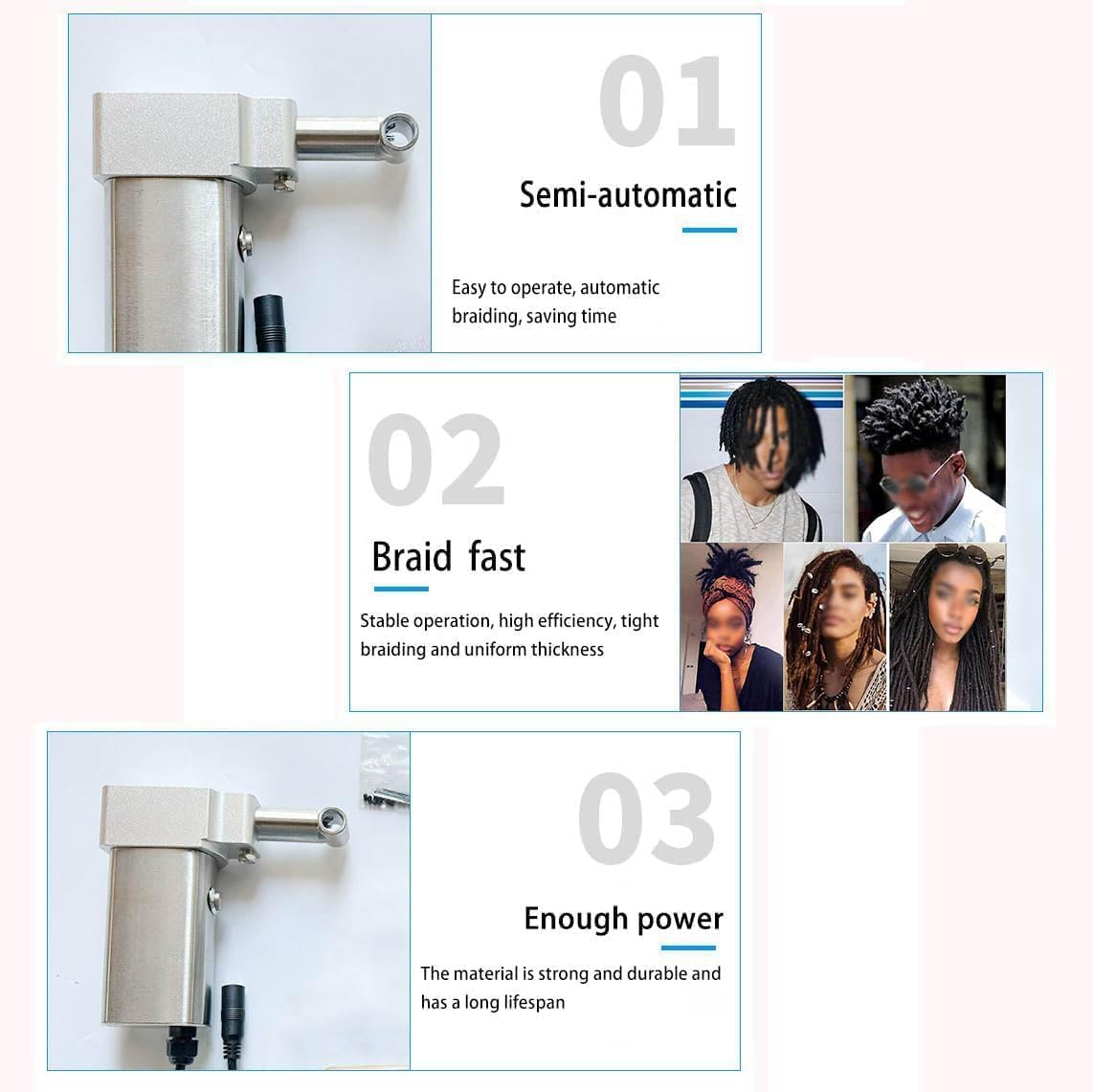 Machine Locks Créateur de Dreadlocks avec 6 Aiguilles, Machine Portable au Crochet pour Dreadlocks, Outil Électrique Rapide pour Faire, Retwister et Entretenir les Locks et Extensions de Cheveux