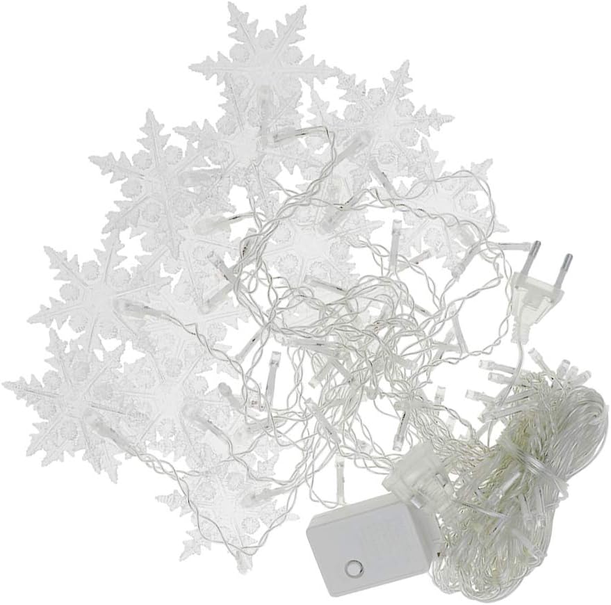 Klighten Rideau Lumineux Flocon de Neige, 3.5M Guirlandes Lumineuses 96 LED 8 Modes d'Eclairage, Decoration de Fenêtre, Noël, Mariage, Anniversaire, Maison, Pati - Blanc Froid