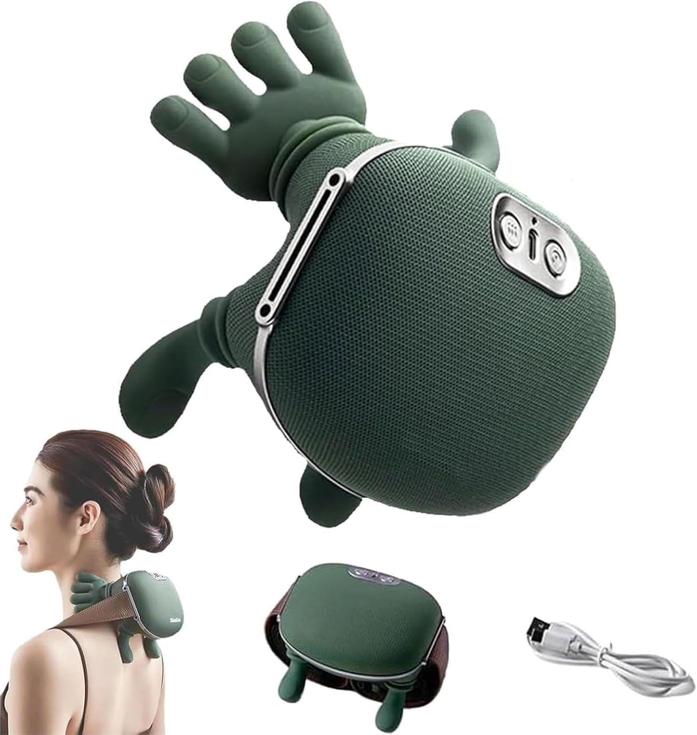 Masseur, Masseur de cou 4D, Chauffage du cou, Masseur d'épaules USB, 3 réglages de massage & 2 réglages de chaleur, pour la maison, le bureau, les voyages, détendre les muscles, soulager la fatigue