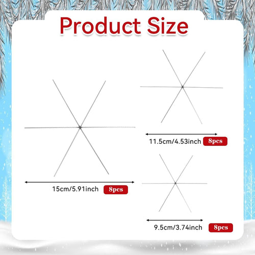 24 Pcs Fil de Flocon de Neige en Métal 3 Tailles, Étoile en Fil de Fer à 6 Branches, Flocon de Neige Noël à Fabriquer Personnalisé, Fil en Forme d'Étoiles DIY, pour Artisanat Décoration Sapin