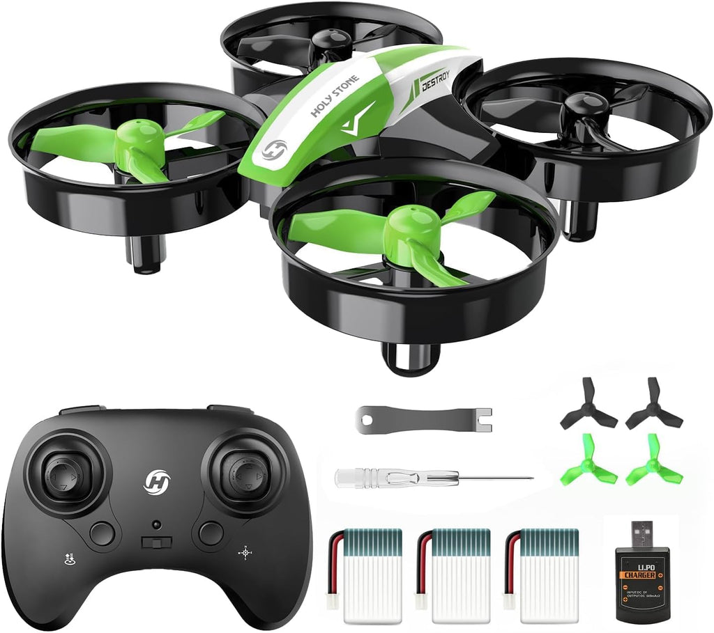 Holy Stone HS210 Mini Drone pour Enfants adultes, Jouet d'intérieur RC Quadcopter Plane pour Garçons Filles avec Auto Hover, 3D Flip, 3 piles et Mode sans tête, Jouet pour les tout-petits, Vert
