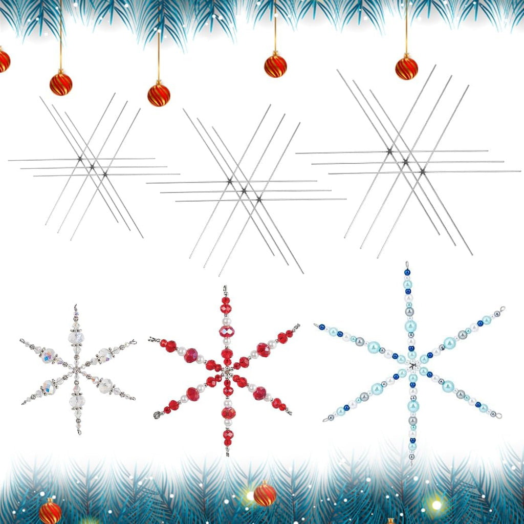 24 Pcs Fil de Flocon de Neige en Métal 3 Tailles, Étoile en Fil de Fer à 6 Branches, Flocon de Neige Noël à Fabriquer Personnalisé, Fil en Forme d'Étoiles DIY, pour Artisanat Décoration Sapin