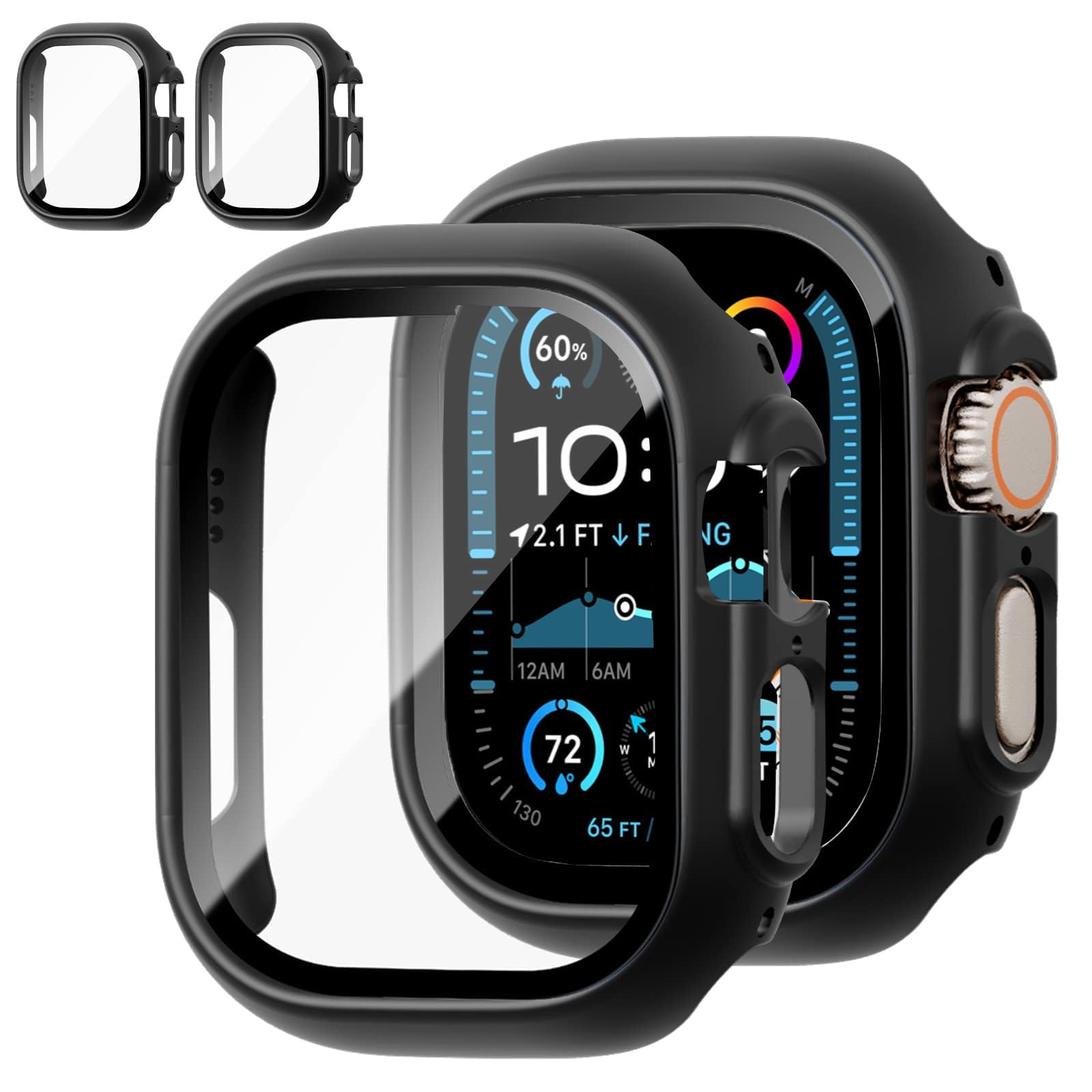 Coque de protection d'écran pour Apple Watch 44 mm, 40 mm, 46 mm, 42 mm, 41 mm, 45 mm, 42 mm, 38 mm, séries 11 10 9 8 7 6 5 4 3 SE/2ème génération, coque rigide en verre trempé + pare-chocs pour