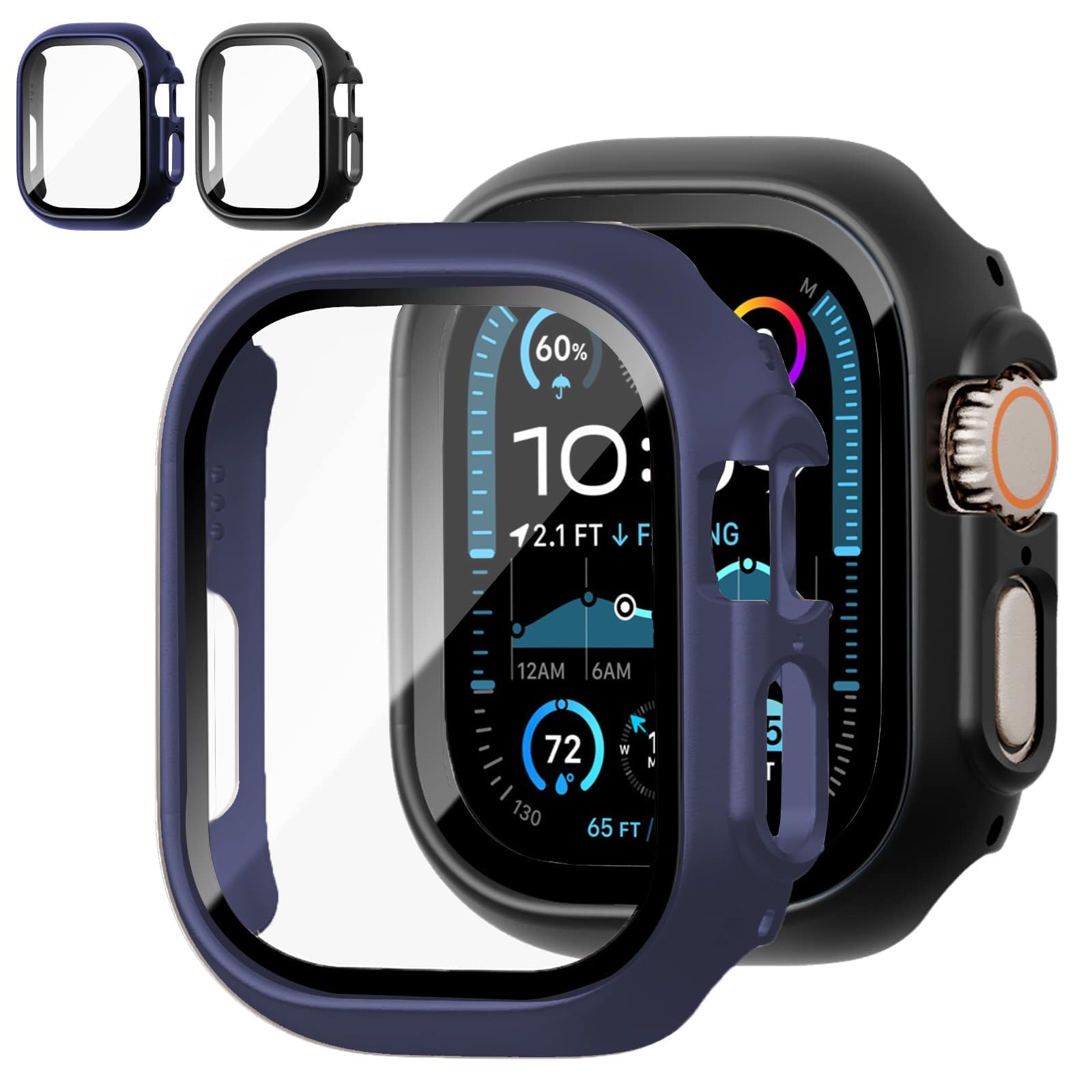 Coque de protection d'écran pour Apple Watch 44 mm, 40 mm, 46 mm, 42 mm, 41 mm, 45 mm, 42 mm, 38 mm, séries 11 10 9 8 7 6 5 4 3 SE/2ème génération, coque rigide en verre trempé + pare-chocs pour