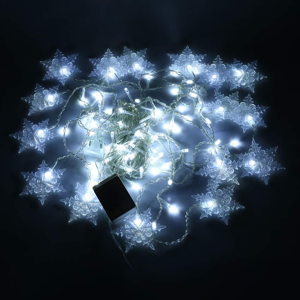 Klighten Rideau Lumineux Flocon de Neige, 3.5M Guirlandes Lumineuses 96 LED 8 Modes d'Eclairage, Decoration de Fenêtre, Noël, Mariage, Anniversaire, Maison, Pati - Blanc Froid