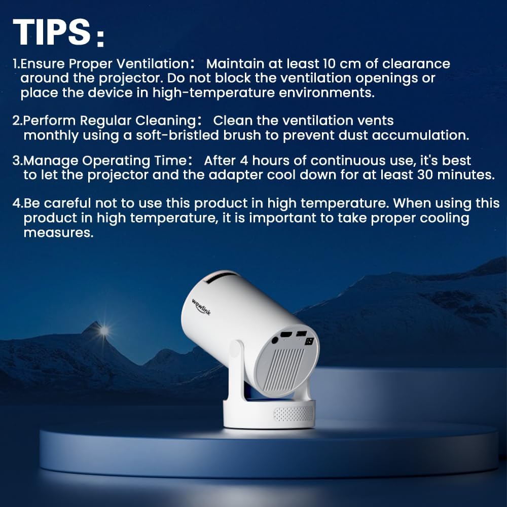 [Apps intégrées & 2025 Upgraded] Vidéoprojecteur avec WiFi 6 et Bluetooth 5.4 Mini Projecteur Supporte 4K 1080P Auto Keystone Rotation 180° Compatibile avec HDMI/TV Stick/Memory Stick/Laptop, Blanc