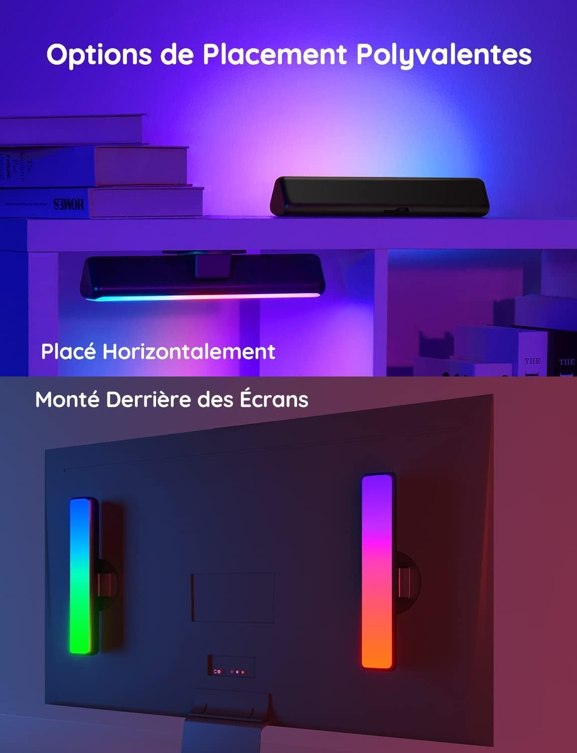 Govee Lampe LED TV, Barres RGBICWW WiFi avec Alexa et Google Assistant, Light Bars avec Modes Scène et Modes Musique, Déco pour Jeu, Photos, PC, Télévision, Pièce
