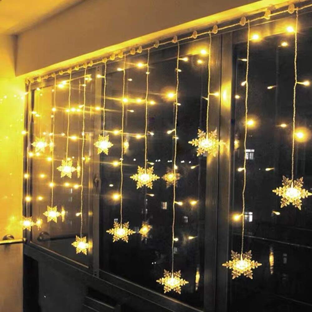 Klighten Rideau Lumineux Flocon de Neige, 3.5M Guirlandes Lumineuses 96 LED 8 Modes d'Eclairage, Decoration de Fenêtre, Noël, Mariage, Anniversaire, Maison, Pati - Blanc Froid