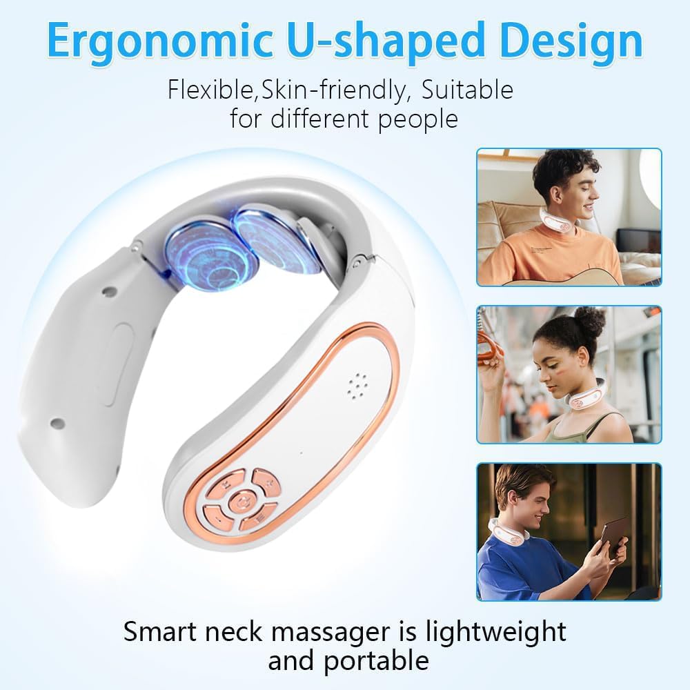 Masseur Cervical, 3 Niveau Chauffage à Température Constante Massage Cou Portable 4 Modes De Massage Par Impulsions 15 Niveaux D'Intensité Pour La Nuque Et Les épaules