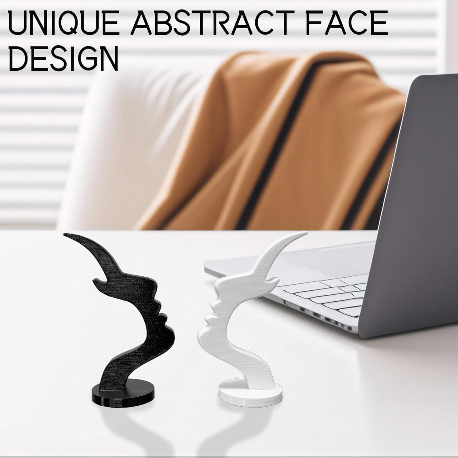 Support de rangement pour lunettes de soleil et lunettes de soleil avec motif visage abstrait – Décoration artistique pour la maison et le bureau, organiseur de lunettes pour homme et femme (noir)