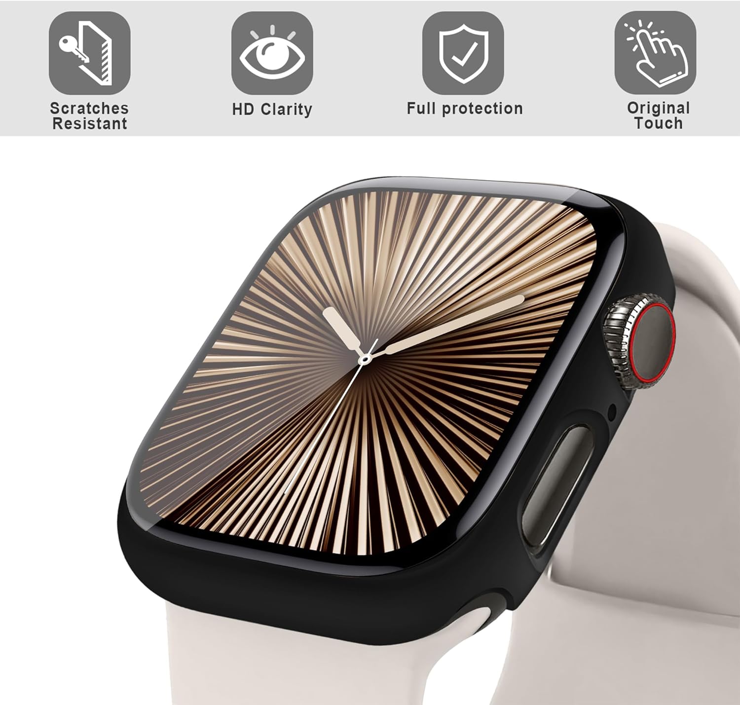 Coque de protection d'écran pour Apple Watch 44 mm, 40 mm, 46 mm, 42 mm, 41 mm, 45 mm, 42 mm, 38 mm, séries 11 10 9 8 7 6 5 4 3 SE/2ème génération, coque rigide en verre trempé + pare-chocs pour