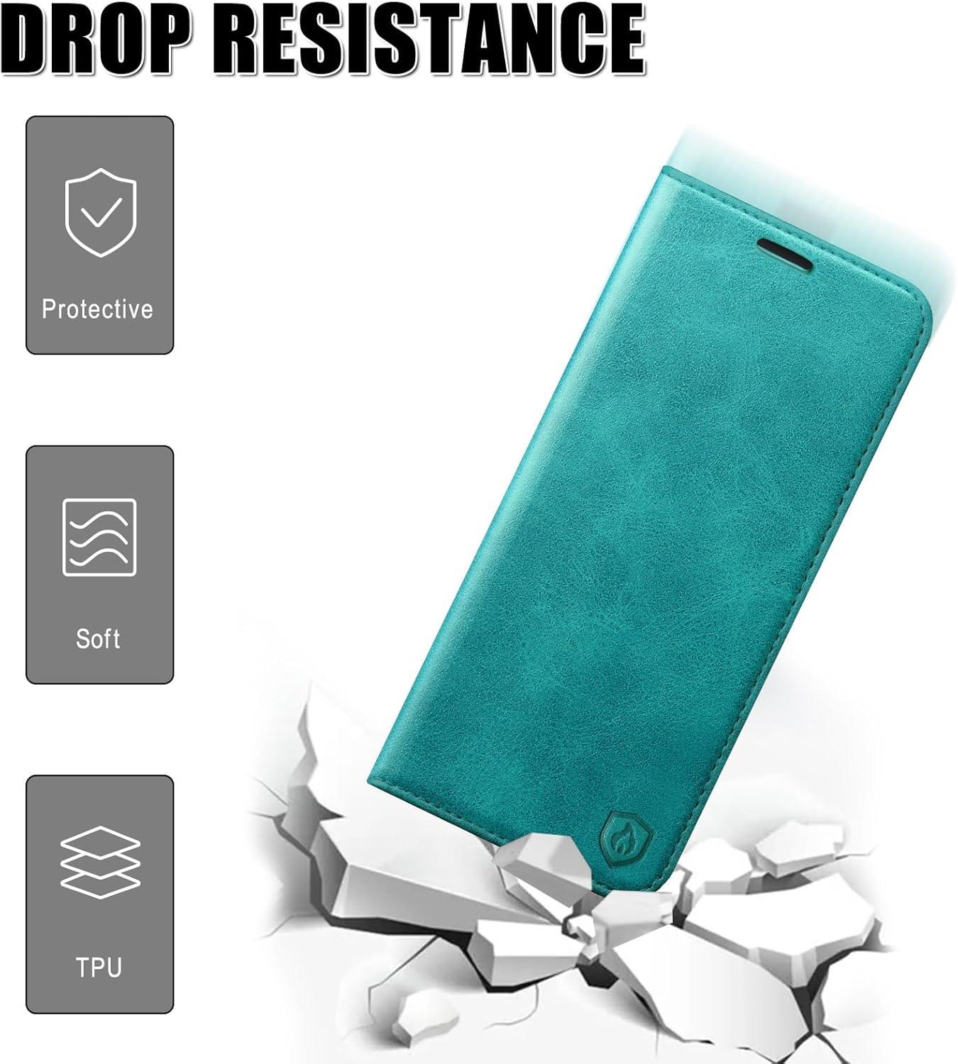 Coque pour Samsung Galaxy A56 avec RFID Blocage Etui à Rabat en Cuir de Premium,Fentes pour Cartes,Coques de Case,Cover à Rabat pour Samsung A56 Portefeuille Bleu Vert