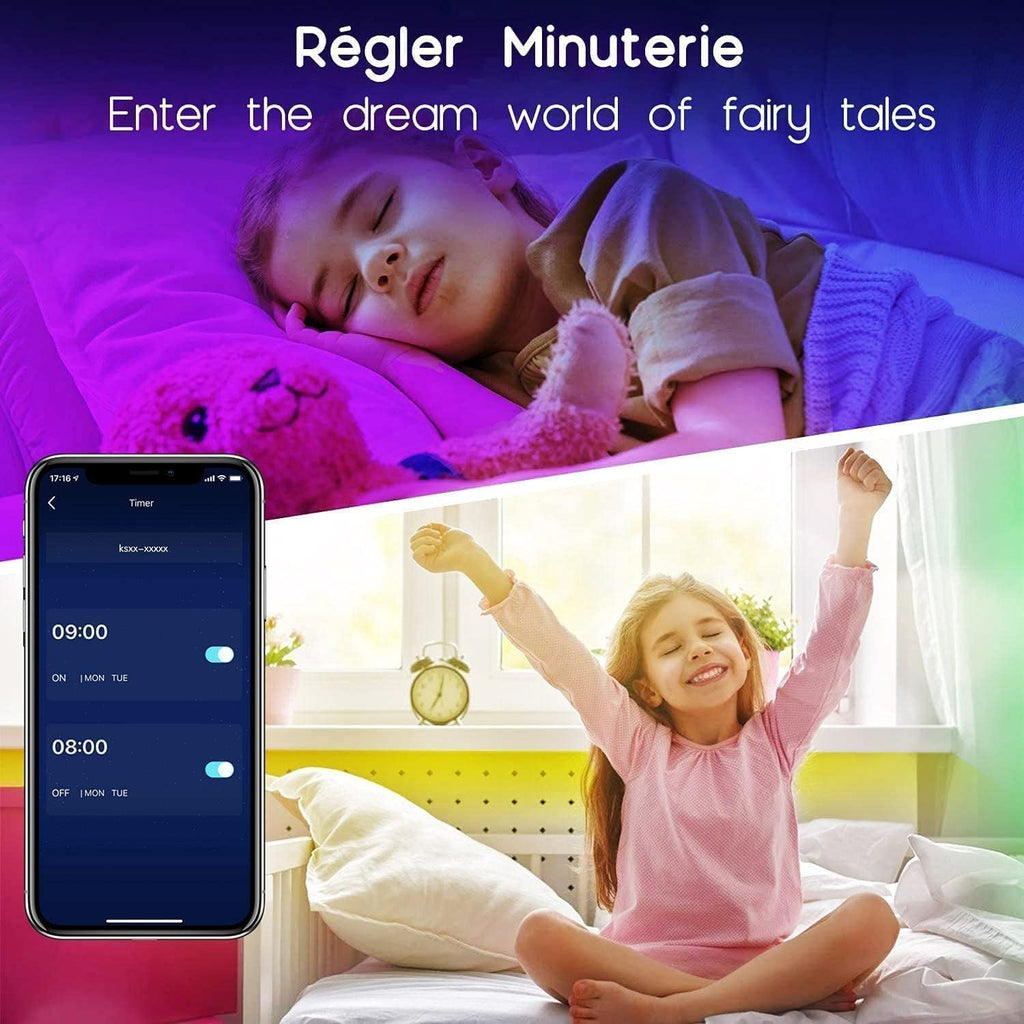 Keepsmile Ruban Led 30m (15mx2), Led Chambre Bluetooth, Bande Led Contrôlé par Télécommande APP, Guirlande Lumineuse Décoration Chambre Led Bureau
