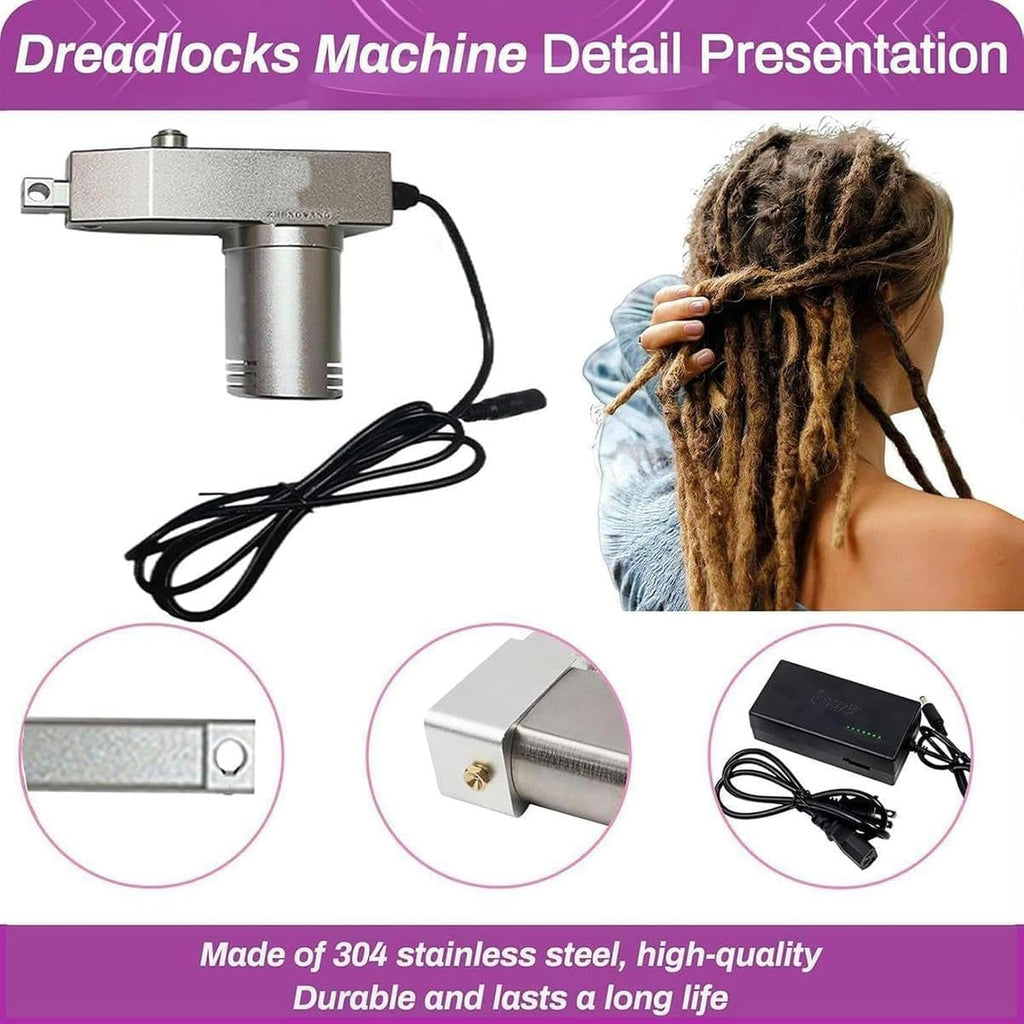 Machine de fabrication de dreadlocks, outils électriques portables pour dreadlocks, adaptés aux cheveux humains longs et aux cheveux synthétiques, au lieu d'une fabrication manuelle plus rapide.