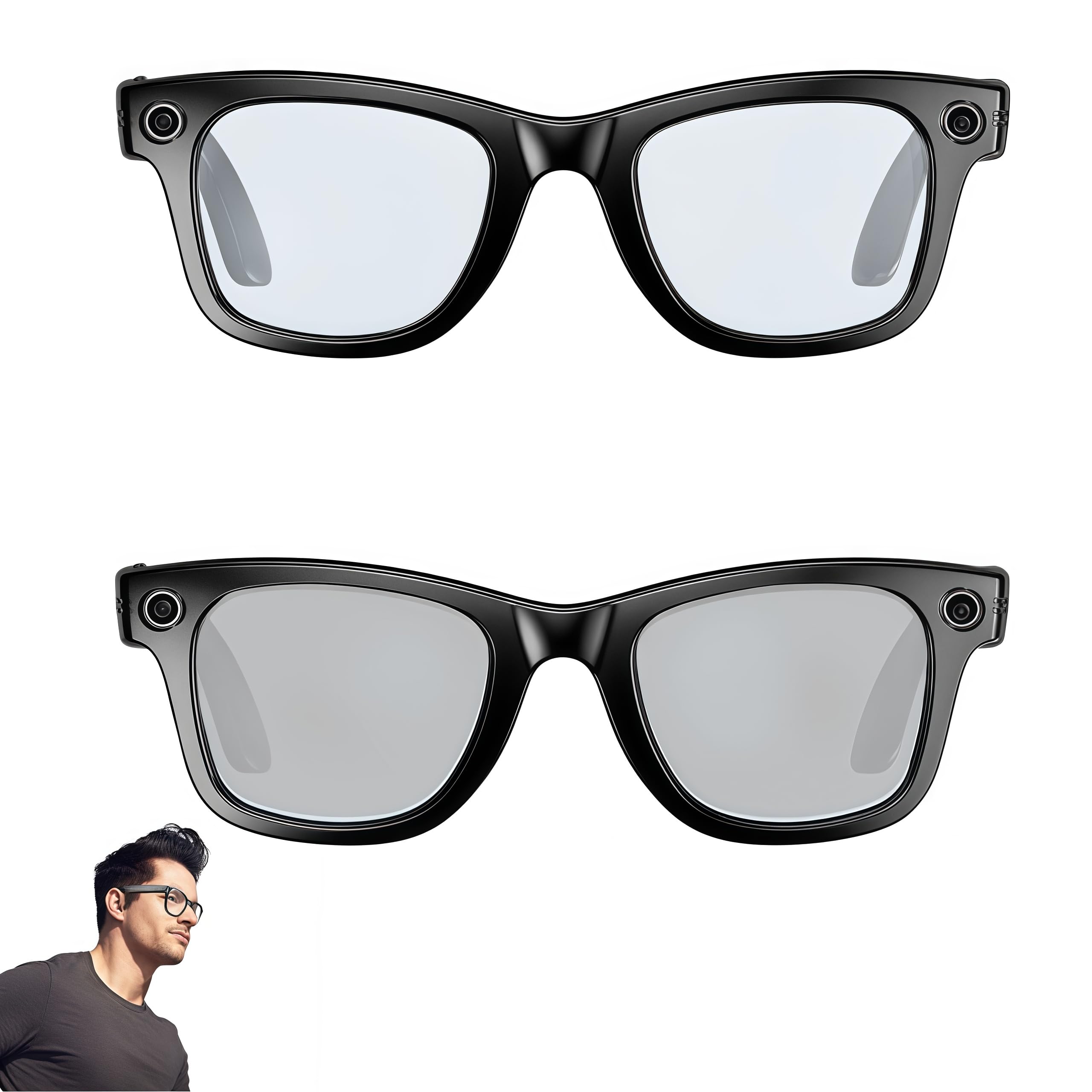 Korons Lunette Connectée-Smart Glasses avec Commande vocale et Reconnaissance Intelligente – Idéales pour Le Travail, Les Voyages et la découverte (Lunettes de Soleil)