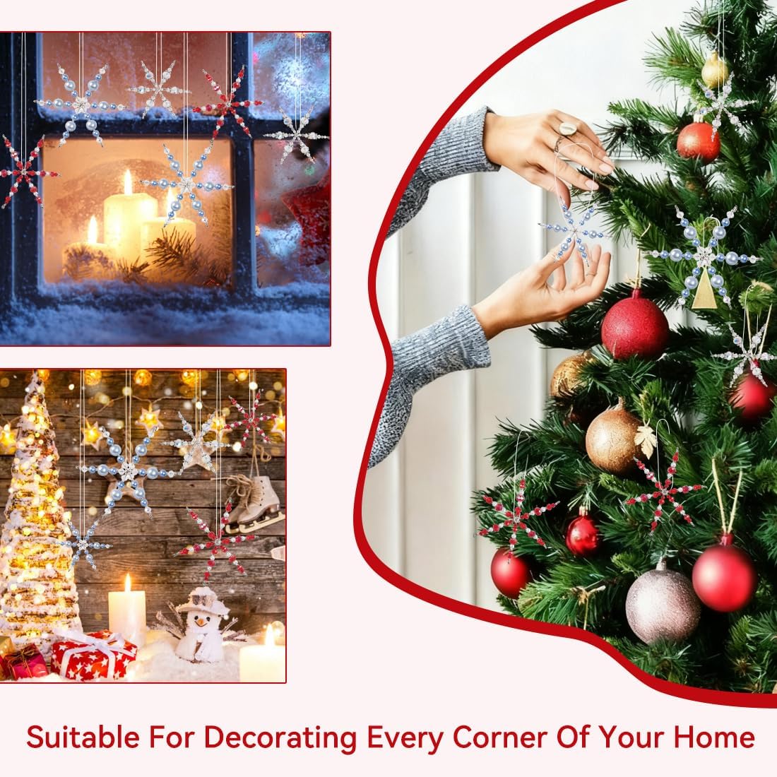 24 Pcs Fil de Flocon de Neige en Métal 3 Tailles, Étoile en Fil de Fer à 6 Branches, Flocon de Neige Noël à Fabriquer Personnalisé, Fil en Forme d'Étoiles DIY, pour Artisanat Décoration Sapin