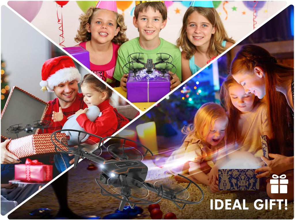 Drone pour Enfant avec Caméra 1080P HD, Drone Quadricoptère FPV Télécommandé, Mode sans Tête, Maintien d'Altitude, 360°Flips, Cadeau et Jouet pour Enfant ou Débutant -2 Batteries