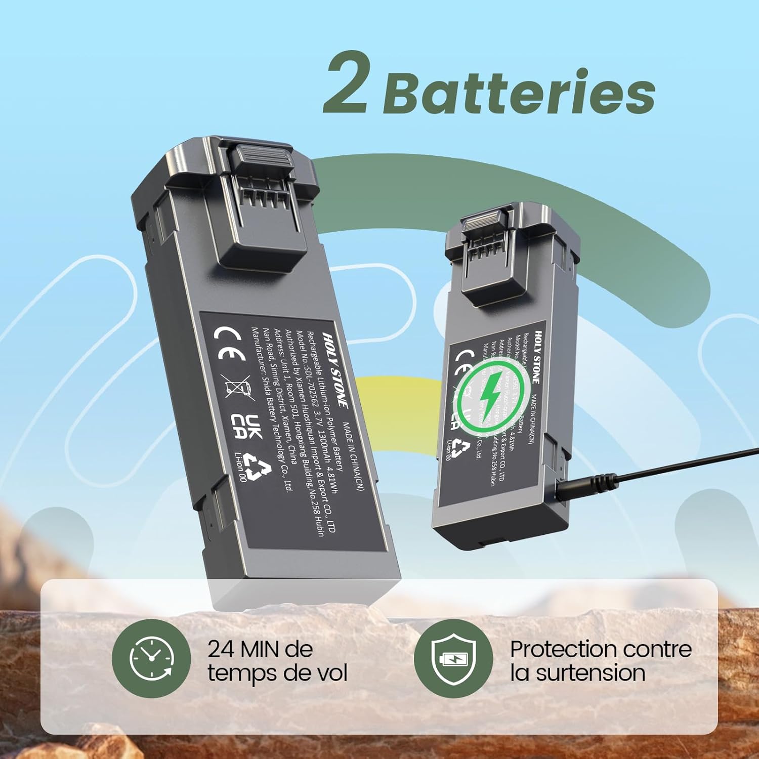 Holy Stone HS290 Drone Pliable avec Caméra FPV HD 1080P pour Débutants, Quadricoptère RC Doté D'optique de Flux, 3 Modes de Vitesse, 2 Batteries Modulaires, Jouet-Cadeau pour Garçons et Filles