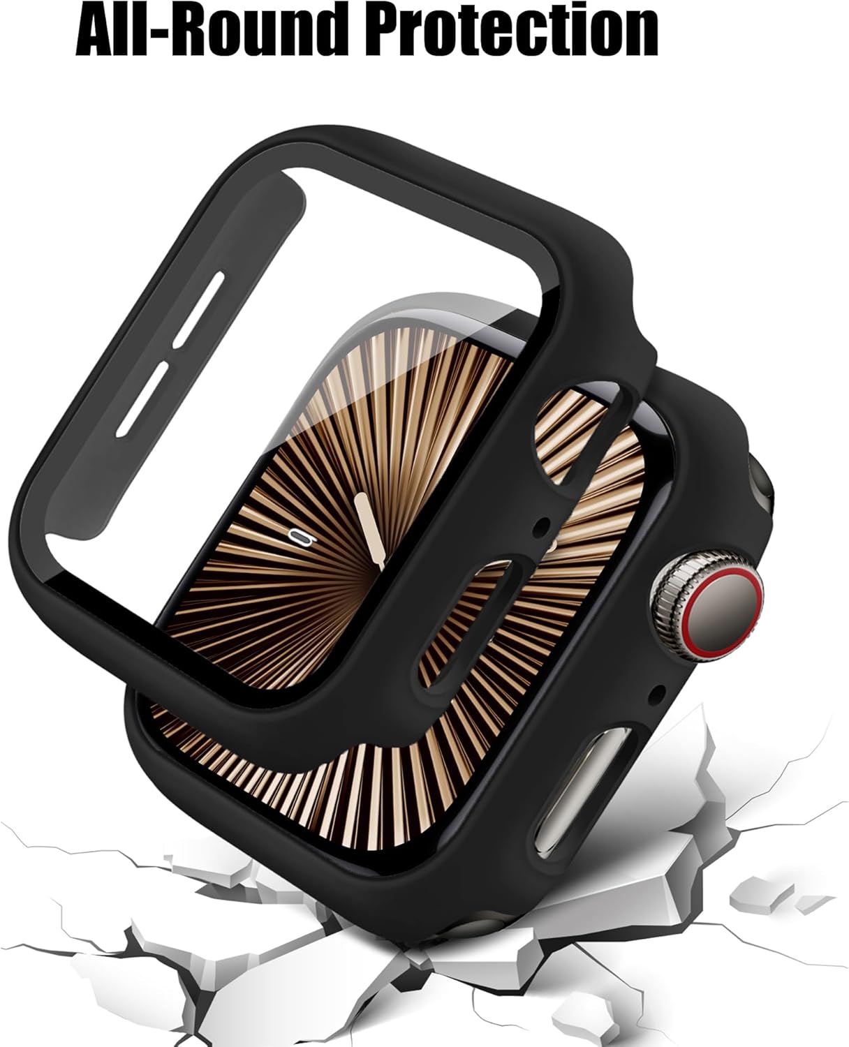 Coque de protection d'écran pour Apple Watch 44 mm, 40 mm, 46 mm, 42 mm, 41 mm, 45 mm, 42 mm, 38 mm, séries 11 10 9 8 7 6 5 4 3 SE/2ème génération, coque rigide en verre trempé + pare-chocs pour