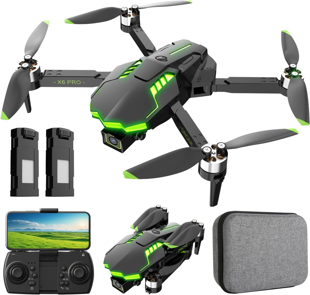 Drone avec Caméra 1080P pour Enfants et Adultes RC Quadricoptère avec Moteur Sans Balais 30mins Longue Durée Vol, Jouets Cadeaux pour Garçons Anniversaire (Green)