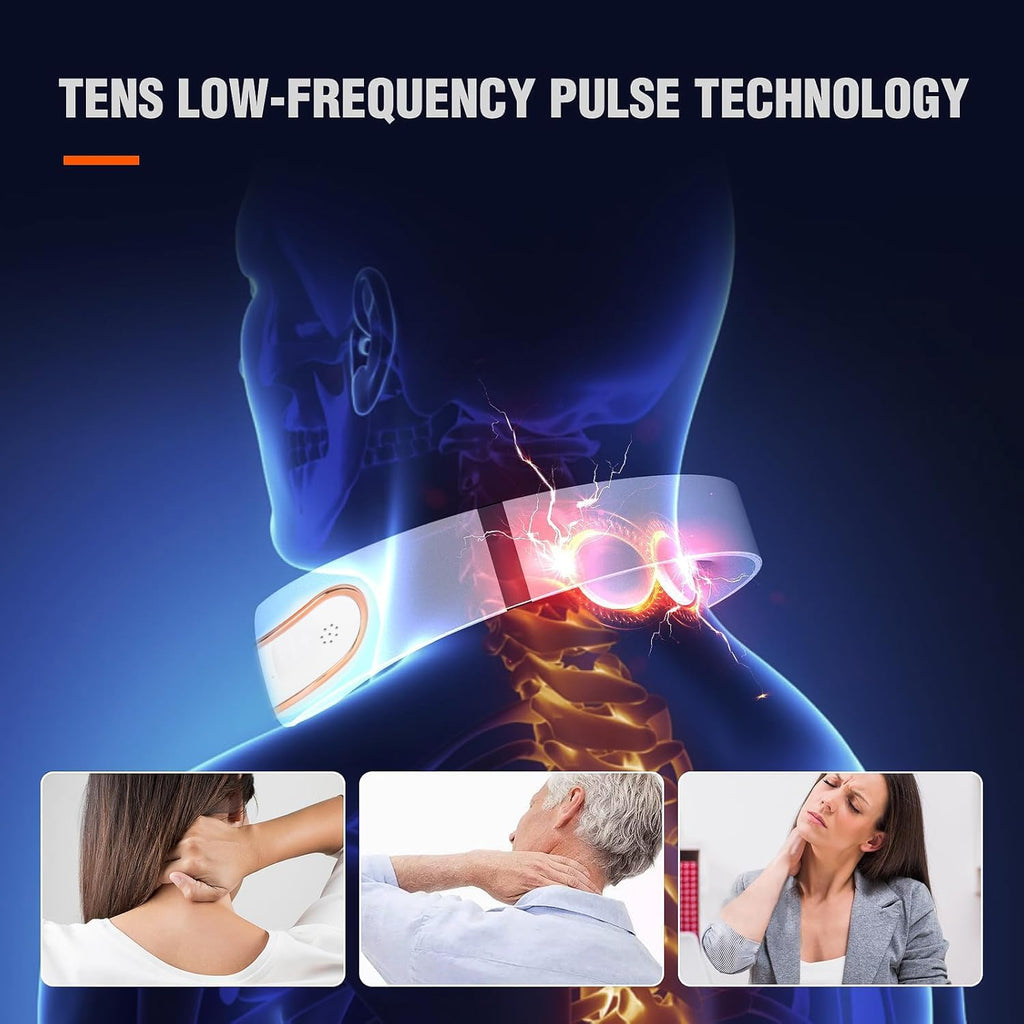 Masseur Cervical, 3 Niveau Chauffage à Température Constante Massage Cou Portable 4 Modes De Massage Par Impulsions 15 Niveaux D'Intensité Pour La Nuque Et Les épaules