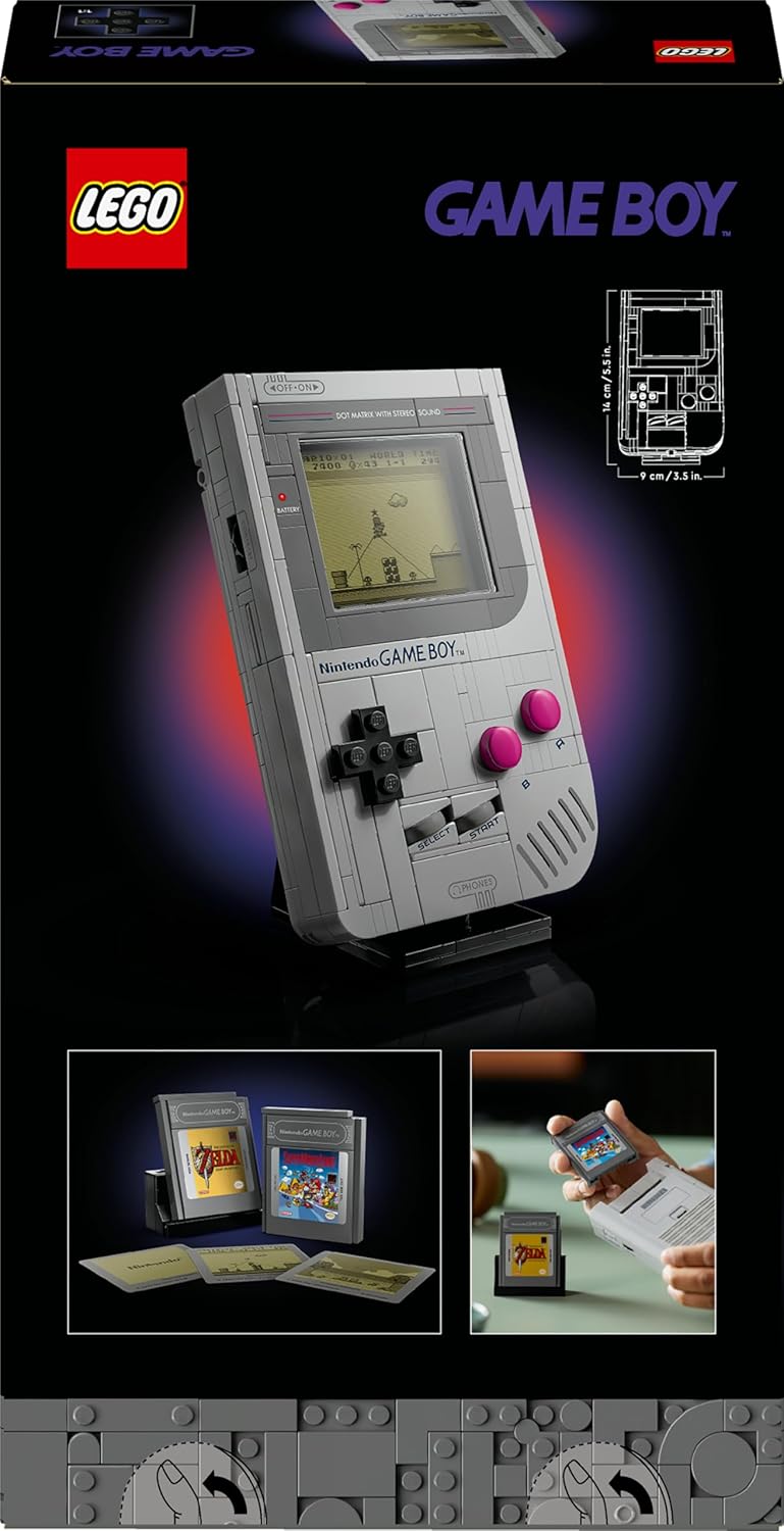 LEGO Super Mario Game Boy - Set de Construction pour Adulte - Maquette de Nintendo à Exposer avec 2 Cartouches Dont Zelda - Support Inclus - Idée de Cadeau Rétro pour Fans de Jeux Vidéo 72046