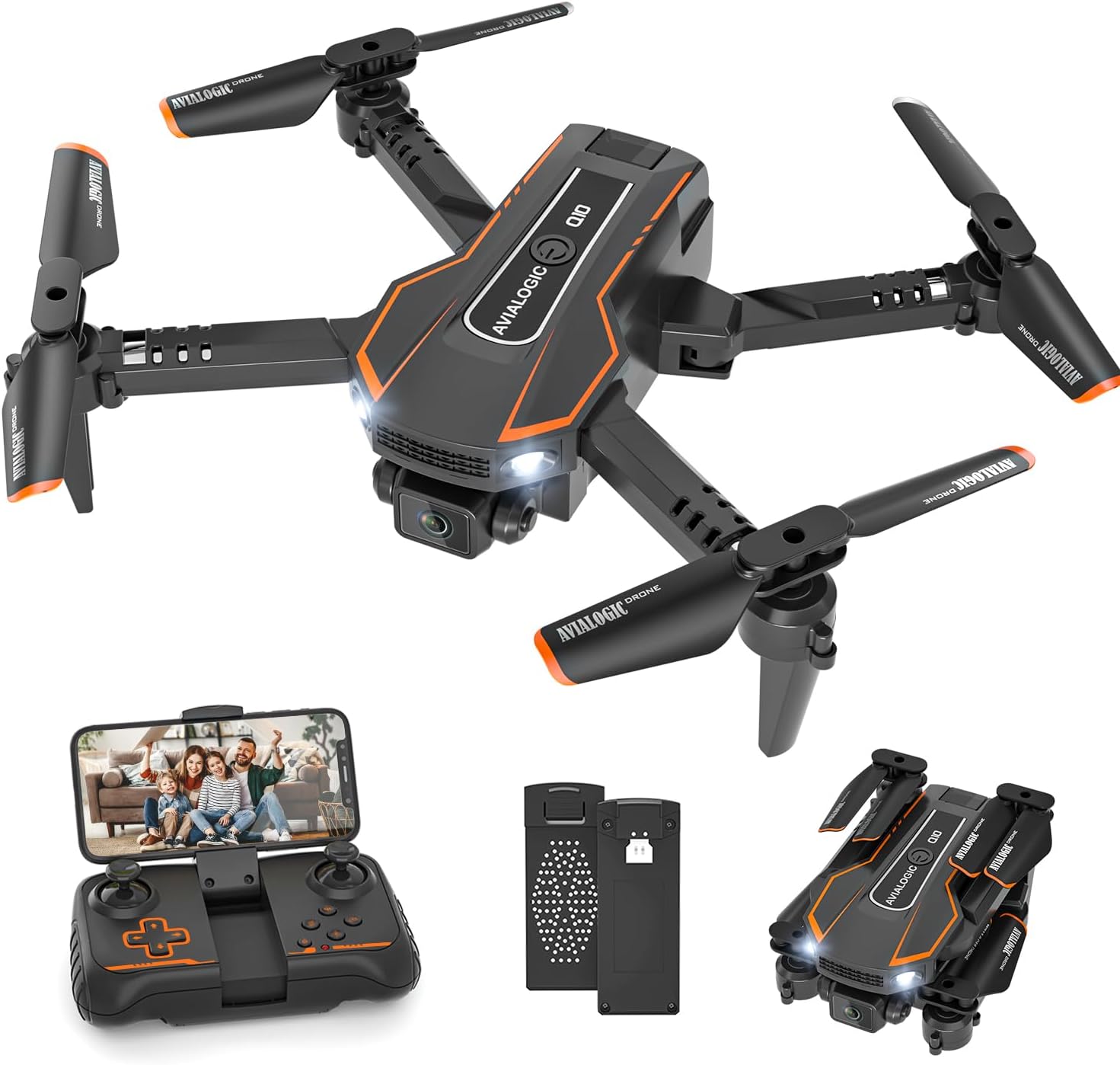 Drone pour Enfant avec Caméra 1080P HD, Drone Quadricoptère FPV Télécommandé, Mode sans Tête, Maintien d'Altitude, 360°Flips, Cadeau et Jouet pour Enfant ou Débutant -2 Batteries