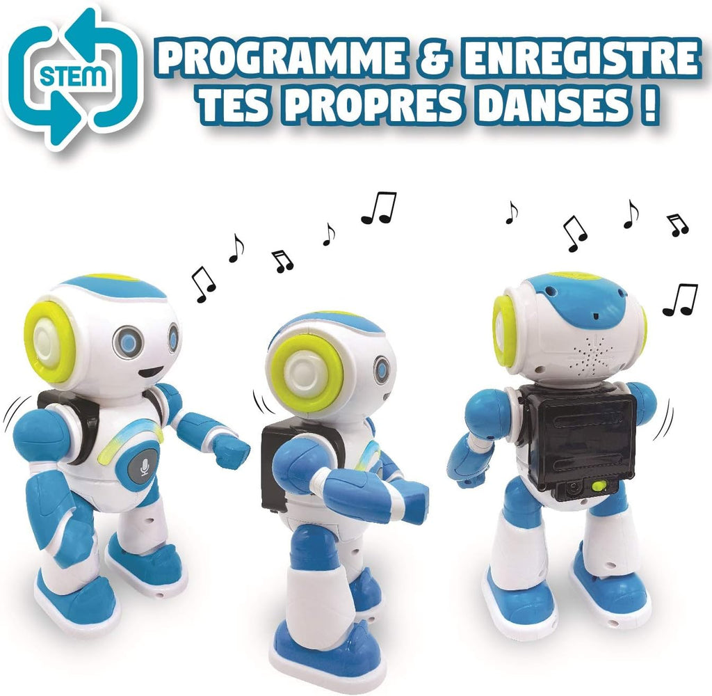 Lexibook - Powerman Jr. Robot Intelligent Qui lit dans Les pensées - Jouet pour garçons et Filles - Powerman Junior Danse Joue de la Musique Quiz Animaux karaoké programmable STEM Vert/Bleu - ROB20FR
