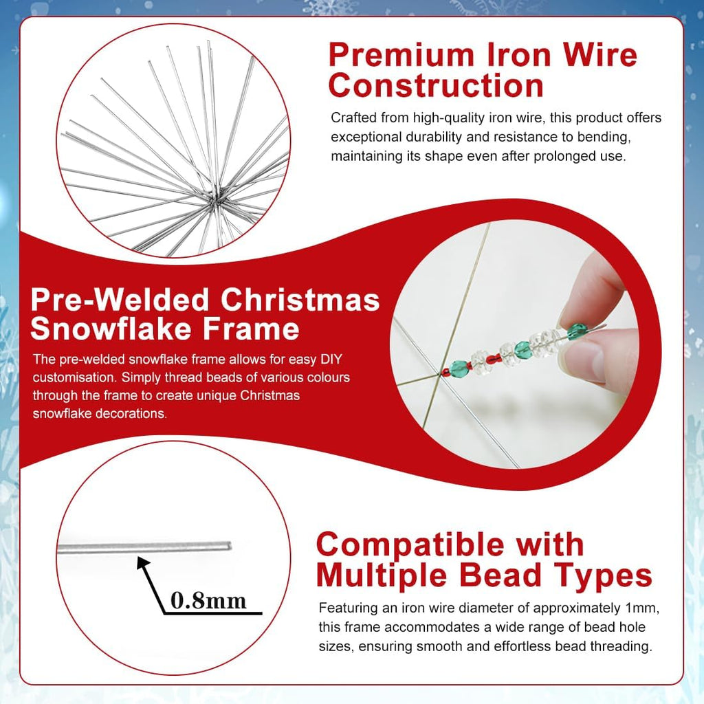 24 Pcs Fil de Flocon de Neige en Métal 3 Tailles, Étoile en Fil de Fer à 6 Branches, Flocon de Neige Noël à Fabriquer Personnalisé, Fil en Forme d'Étoiles DIY, pour Artisanat Décoration Sapin