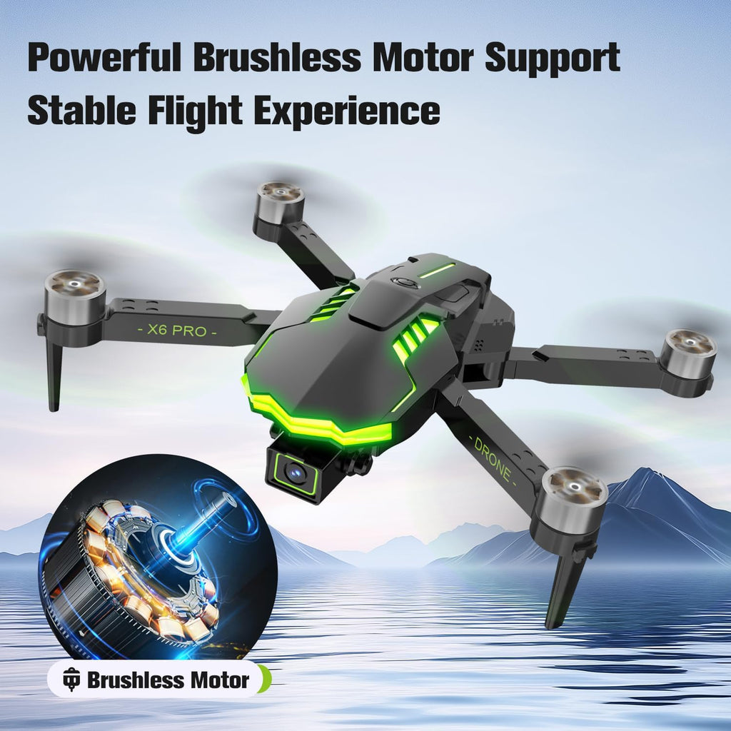 Drone avec Caméra 1080P pour Enfants et Adultes RC Quadricoptère avec Moteur Sans Balais 30mins Longue Durée Vol, Jouets Cadeaux pour Garçons Anniversaire (Green)