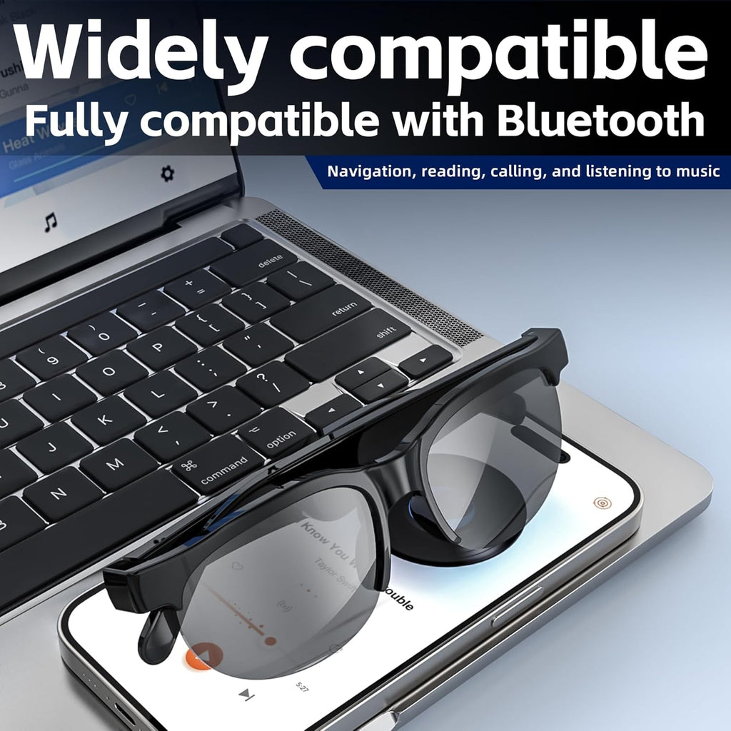 Lunettes de soleil intelligentes Bluetooth Touch Control Music Calling pour homme et femme Verres filtrés UV, étui de rangement