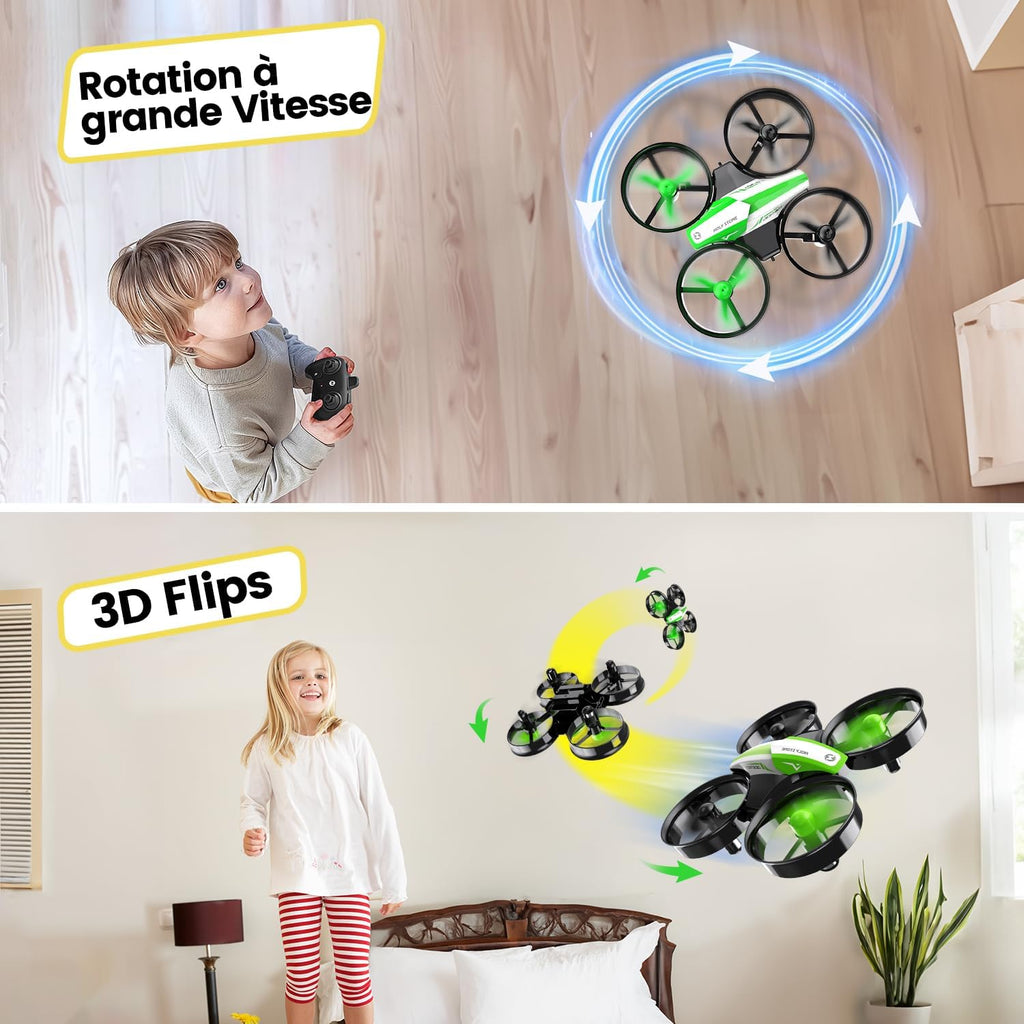Holy Stone HS210 Mini Drone pour Enfants adultes, Jouet d'intérieur RC Quadcopter Plane pour Garçons Filles avec Auto Hover, 3D Flip, 3 piles et Mode sans tête, Jouet pour les tout-petits, Vert