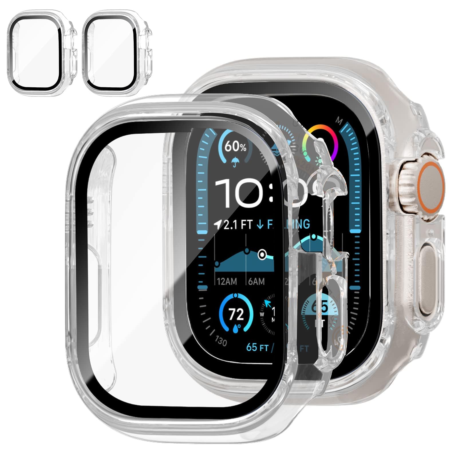 Coque de protection d'écran pour Apple Watch 44 mm, 40 mm, 46 mm, 42 mm, 41 mm, 45 mm, 42 mm, 38 mm, séries 11 10 9 8 7 6 5 4 3 SE/2ème génération, coque rigide en verre trempé + pare-chocs pour