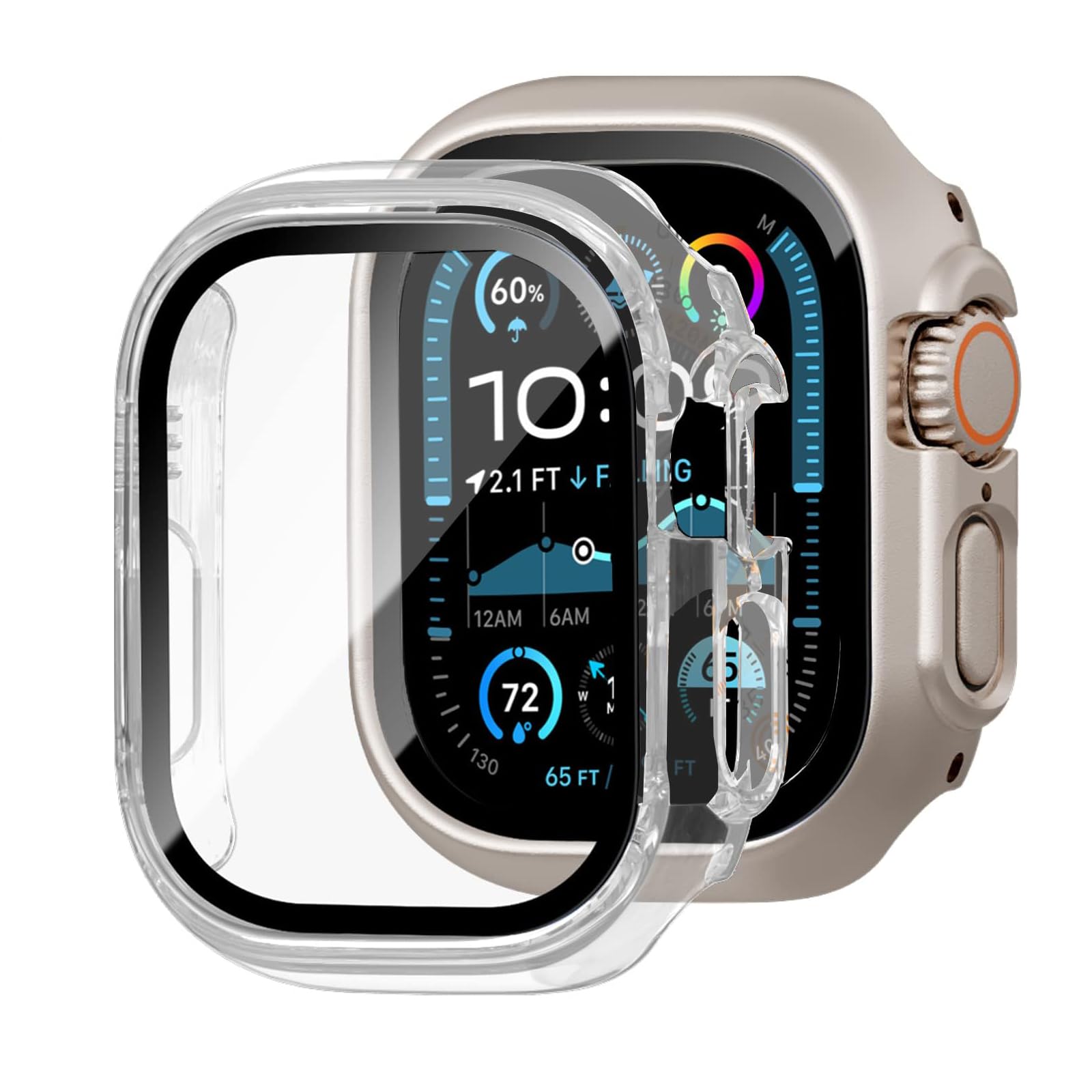 Coque de protection d'écran pour Apple Watch 44 mm, 40 mm, 46 mm, 42 mm, 41 mm, 45 mm, 42 mm, 38 mm, séries 11 10 9 8 7 6 5 4 3 SE/2ème génération, coque rigide en verre trempé + pare-chocs pour