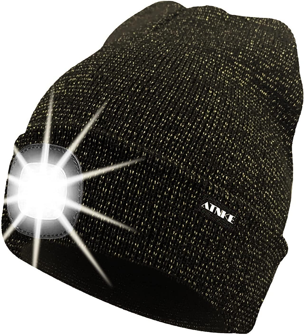 ATNKE LED Lumineux Bonnet Chapeau, USB Rechargeable 4 LED Chapeau de Course Lampe Frontale Étanche Lumière Hiver Cadeaux pour Hommes et Femmes