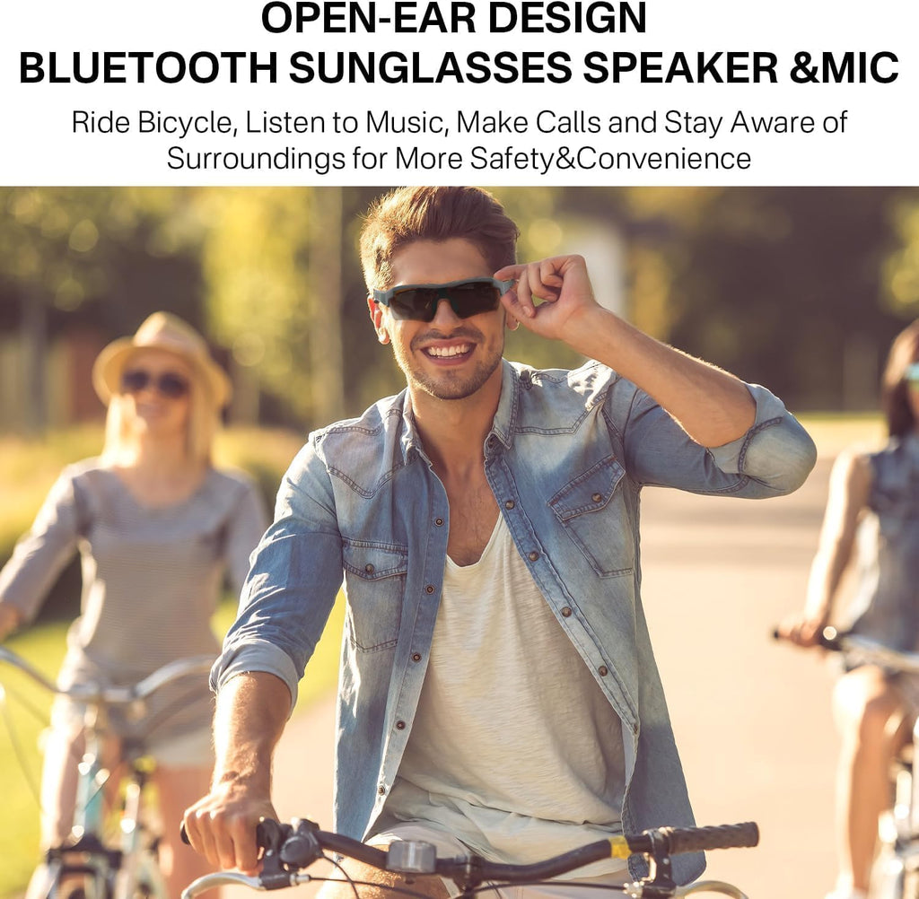 Lunettes de soleil intelligentes Bluetooth Touch Control Music Calling pour homme et femme Verres filtrés UV, étui de rangement