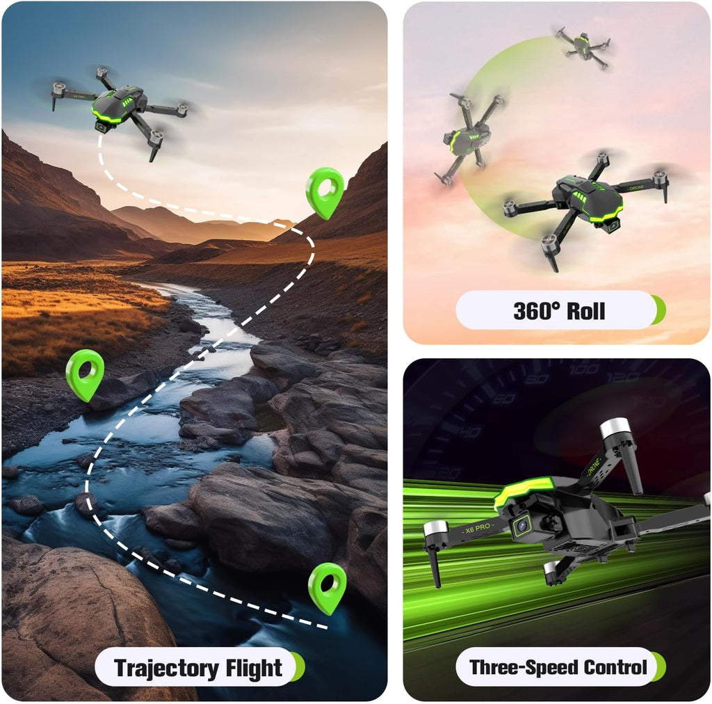 Drone avec Caméra 1080P pour Enfants et Adultes RC Quadricoptère avec Moteur Sans Balais 30mins Longue Durée Vol, Jouets Cadeaux pour Garçons Anniversaire (Green)