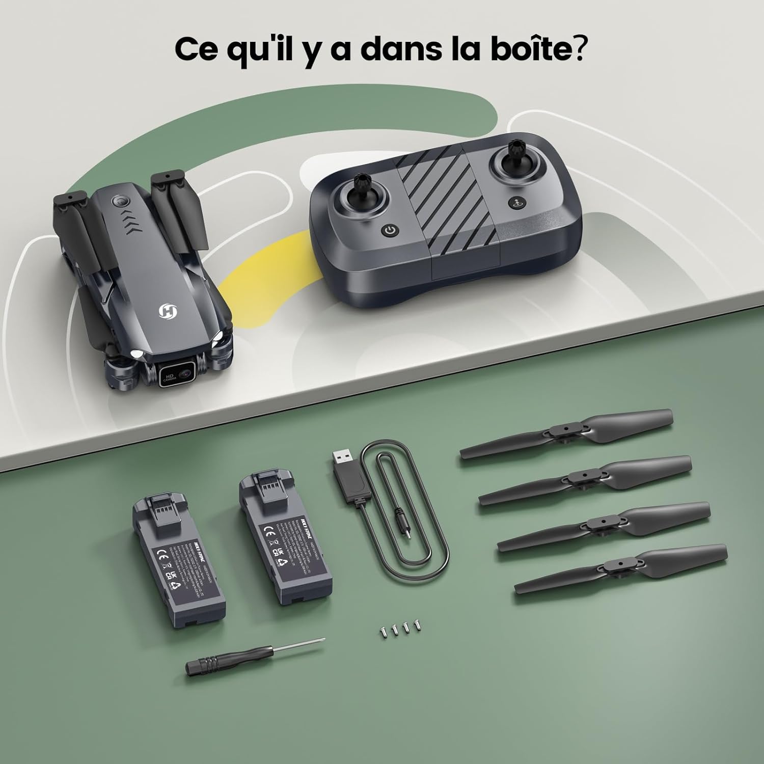 Holy Stone HS290 Drone Pliable avec Caméra FPV HD 1080P pour Débutants, Quadricoptère RC Doté D'optique de Flux, 3 Modes de Vitesse, 2 Batteries Modulaires, Jouet-Cadeau pour Garçons et Filles