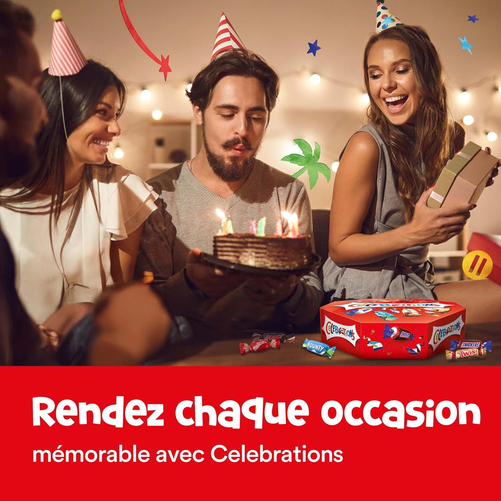 CELEBRATIONS - Coffret Chocolats Octogonale 186g - Assortiment de Mini Chocolats au Lait Individuels - Boîte Cadeau - Cadeau Idéal pour Noël - SNICKERS, TWIX, MARS, MALTESERS, BOUNTY et autres