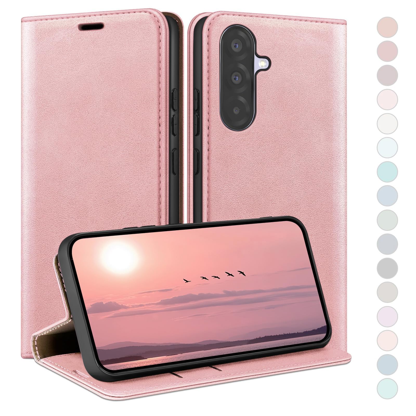 Coque pour Samsung Galaxy A56 avec RFID Blocage Etui à Rabat en Cuir de Premium,Fentes pour Cartes,Coques de Case,Cover à Rabat pour Samsung A56 Portefeuille Bleu Vert