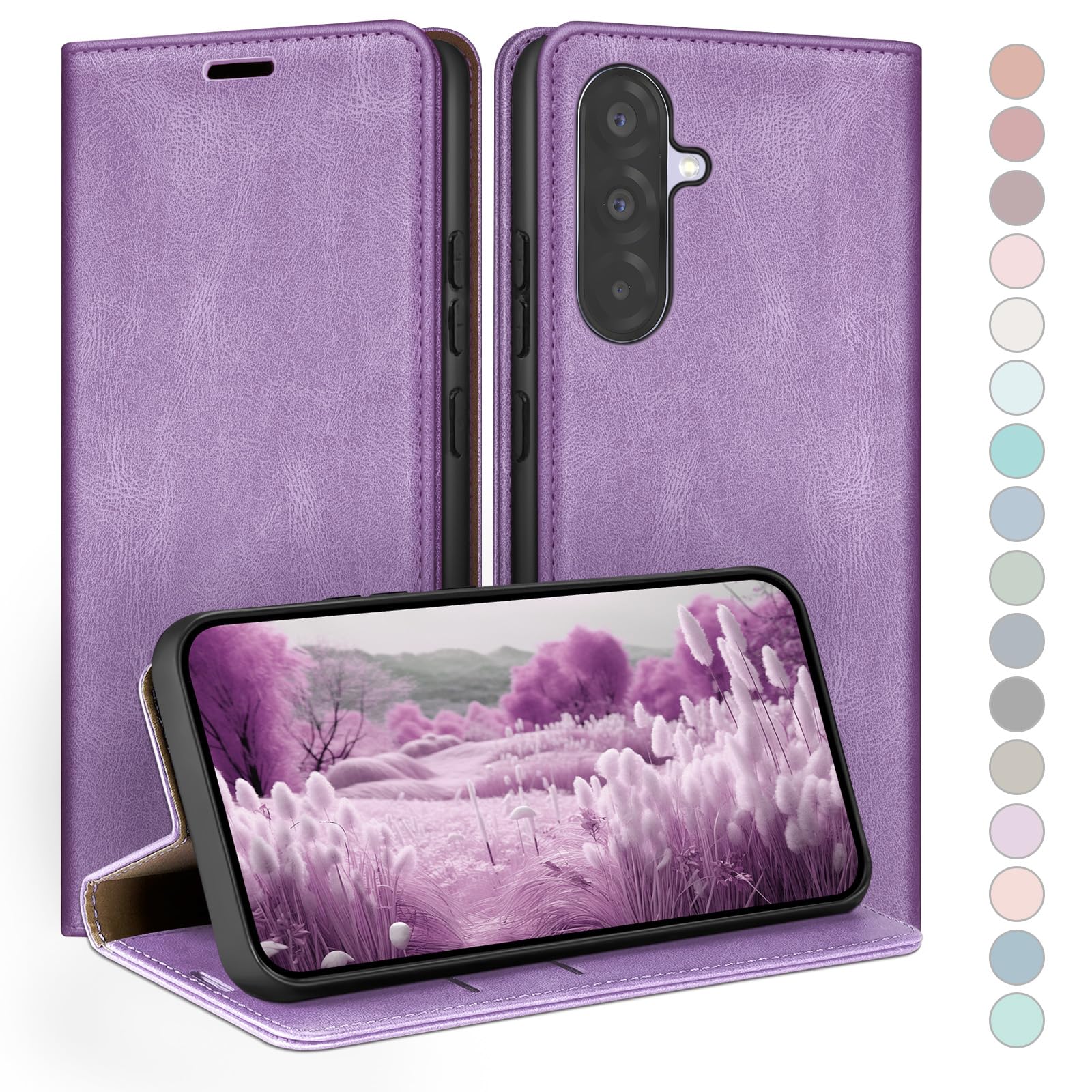 Coque pour Samsung Galaxy A56 avec RFID Blocage Etui à Rabat en Cuir de Premium,Fentes pour Cartes,Coques de Case,Cover à Rabat pour Samsung A56 Portefeuille Bleu Vert