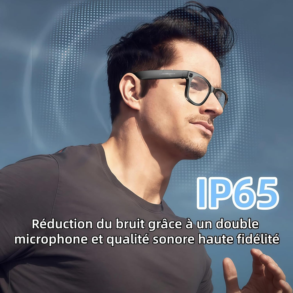 Korons Lunette Connectée-Smart Glasses avec Commande vocale et Reconnaissance Intelligente – Idéales pour Le Travail, Les Voyages et la découverte (Lunettes de Soleil)