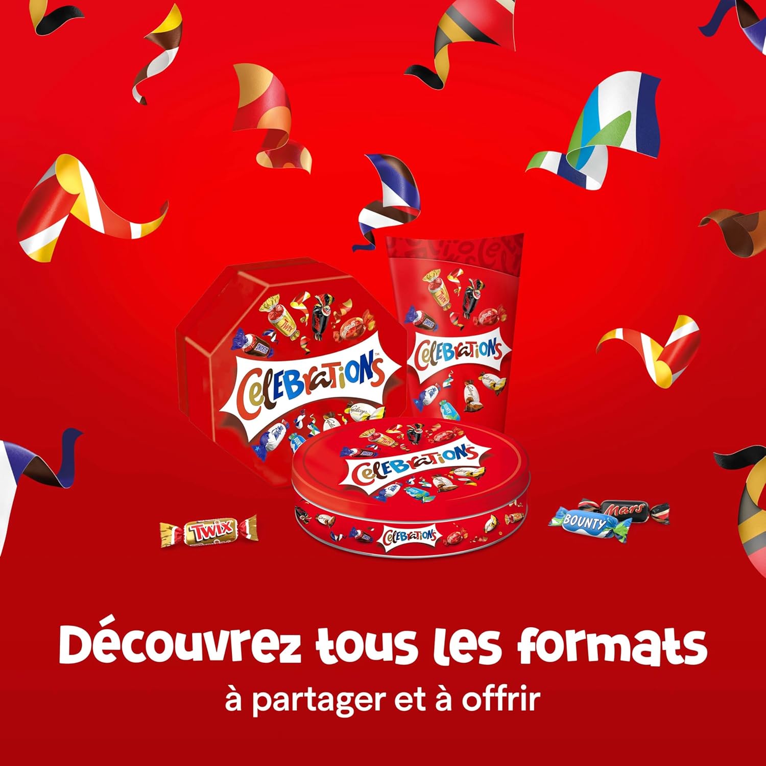 CELEBRATIONS - Coffret Chocolats Octogonale 186g - Assortiment de Mini Chocolats au Lait Individuels - Boîte Cadeau - Cadeau Idéal pour Noël - SNICKERS, TWIX, MARS, MALTESERS, BOUNTY et autres