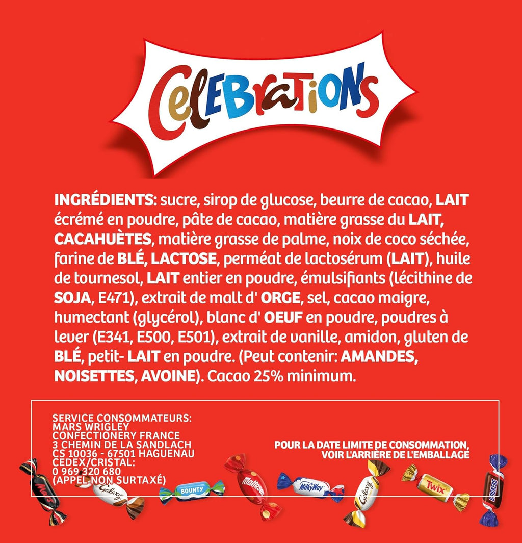 CELEBRATIONS - Coffret Chocolats Octogonale 186g - Assortiment de Mini Chocolats au Lait Individuels - Boîte Cadeau - Cadeau Idéal pour Noël - SNICKERS, TWIX, MARS, MALTESERS, BOUNTY et autres