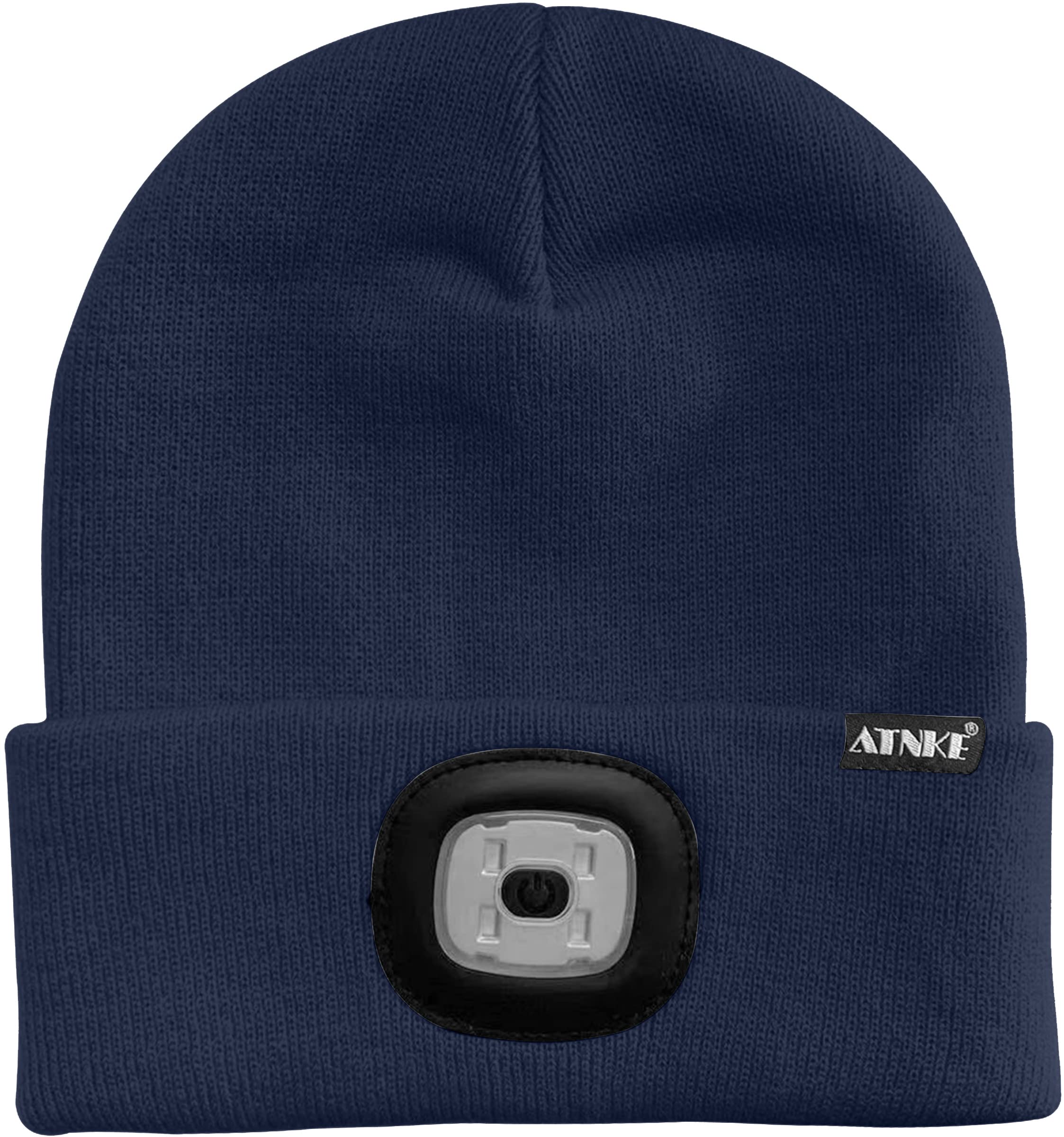 ATNKE LED Lumineux Bonnet Chapeau, USB Rechargeable 4 LED Chapeau de Course Lampe Frontale Étanche Lumière Hiver Cadeaux pour Hommes et Femmes