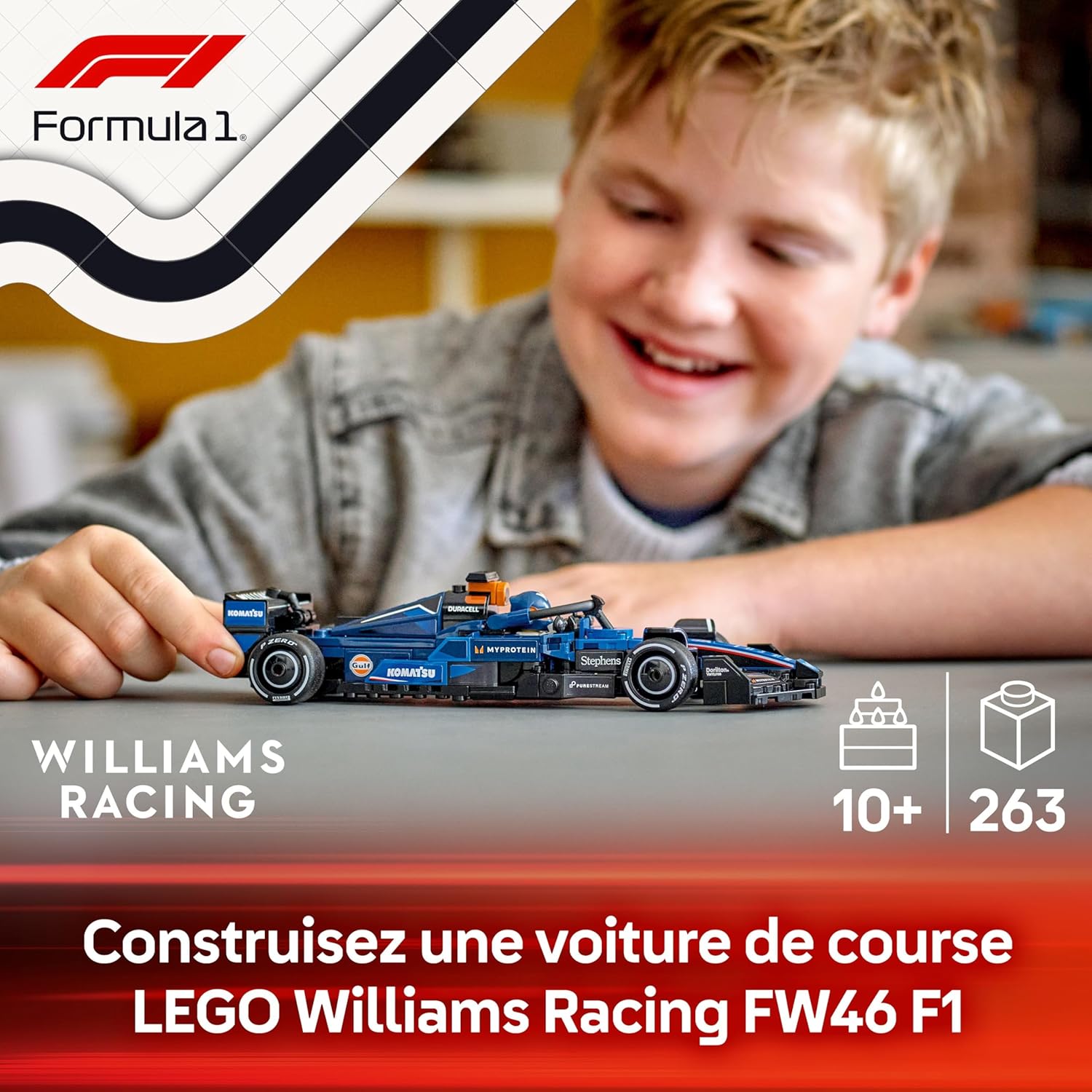 LEGO Speed Champions Voiture F1 Williams Racing FW46 - Jeu de Construction avec véhicule de Course - Minifigurine Collector de Pilote de Formule 1 - Maquette pour garçons et Filles dès 10 Ans 77249