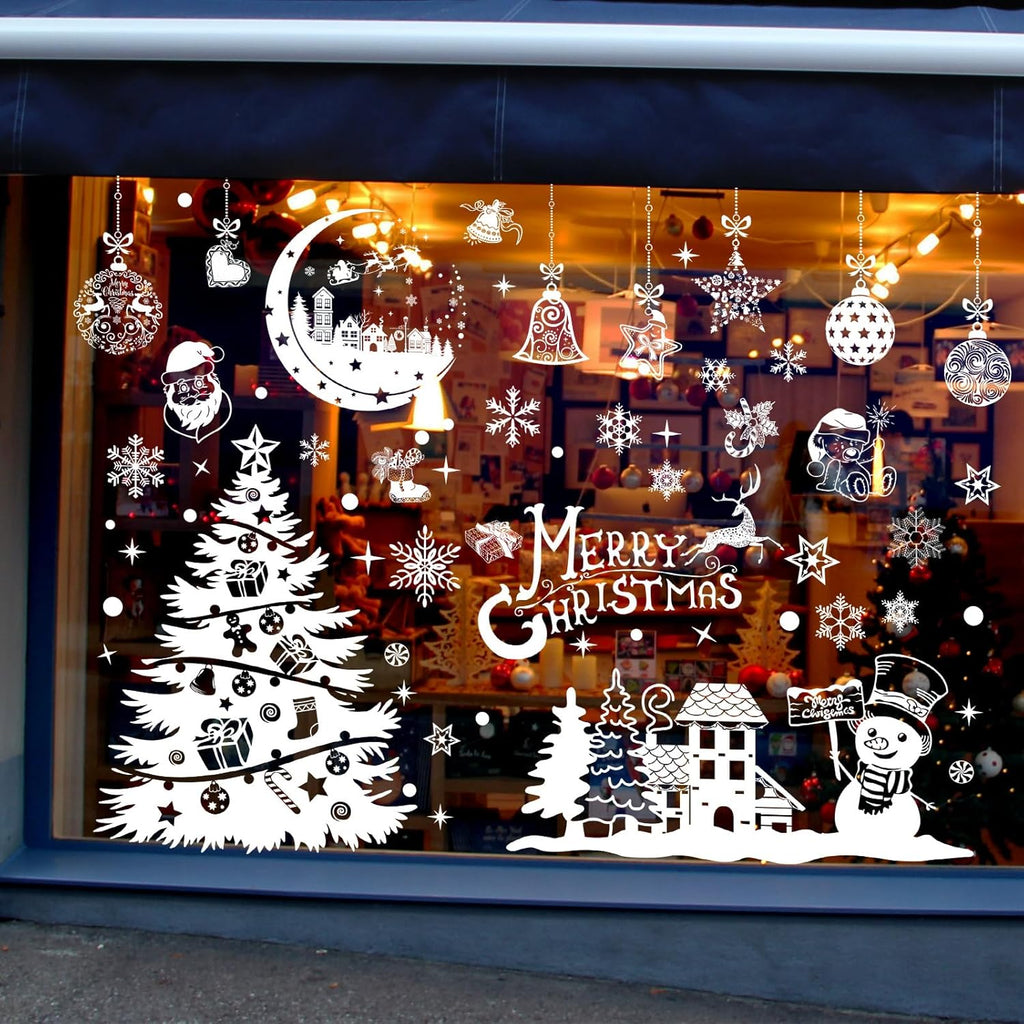Stickers Noel Fenetre Réutilisable, 202 Autocollant Noel Fenetre Electrostatique Decoration Noel Fenetre, PVC Sapin Flocon de Neige Stickers Fenetre Noel pour Vitre Porte Deco Noel Fenetre Interieur